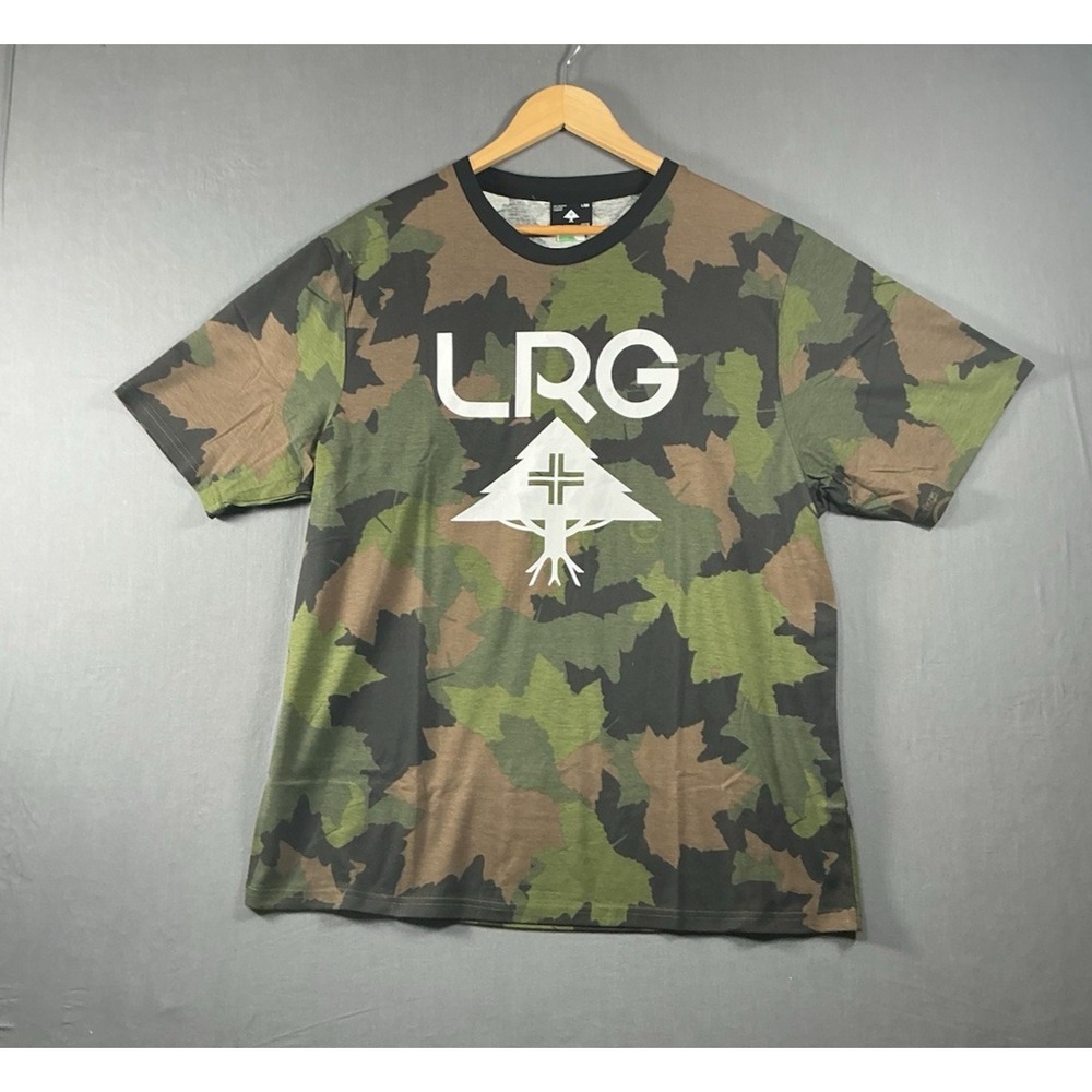LRG Men's Camo Logo Graphic Print T-Shirt Size L Regular Crew Neck Short